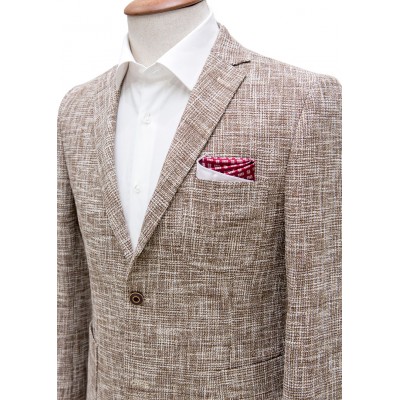 Brown and White Mixed Patterned Blazer Jacket