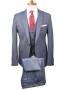 Micro Patterned Navy Fabric Vested Suit