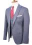 Micro Patterned Navy Fabric Vested Suit