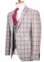Red Plaid Grey Fabric Vested Suit